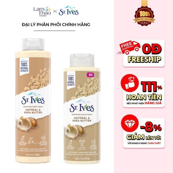 Sữa Tắm Dưỡng Làm Mịn Da St.Ives Oatmeal & Shea Butter Soothing Body Wash (Mẫu Mới)