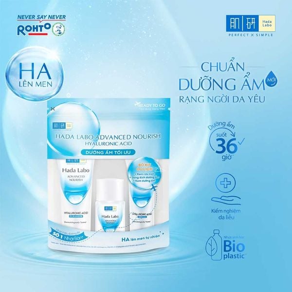 [HĐ HADA LABO 199K TẶNG 1 BTT BEFOU 234M + 1 GỐI ÔM HADA LABO] Bộ Sản Phẩm Dưỡng Ẩm Da 3 Món Dành Cho Mội Loại Da Hada Labo Advanced Nourish Trial Set