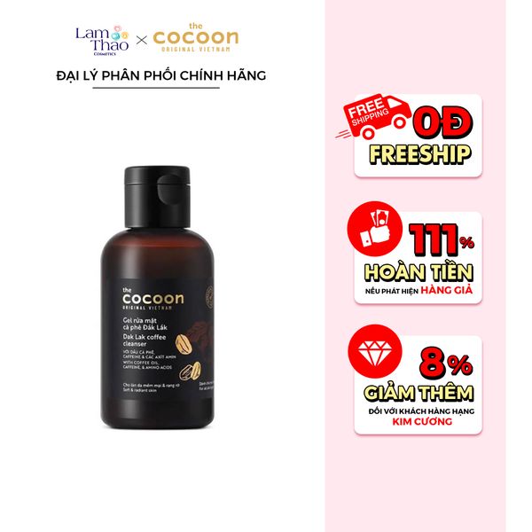 Gel Rửa Mặt Cà Phê Đắk Lắk Cho Làn Da Tươi Mới Cocoon Dak Lak Coffee Cleanser 140ml