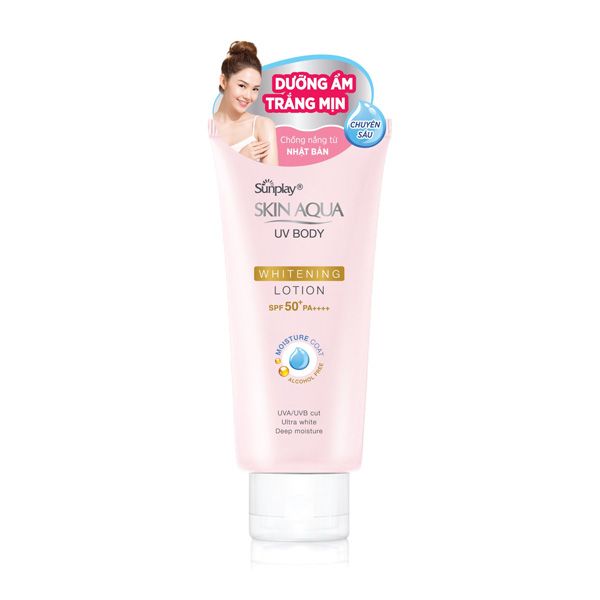 [HÓA ĐƠN SUNPLAY SKIN AQUA từ 199K TẶNG 1 TÚI REN HOA CÚC + 1 LOTION DƯỠNG THỂ 15G]Sữa Dưỡng Thể Chống Nắng Trắng Mịn Sunplay Skin Aqua UV Body Whitening Lotion SPF 50+ PA++++