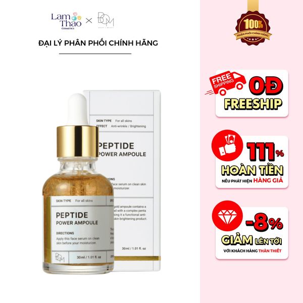 Tinh Chất Vàng 24K Làm Sáng Và Săn Chắc Da BOM Peptide Power Ampoule