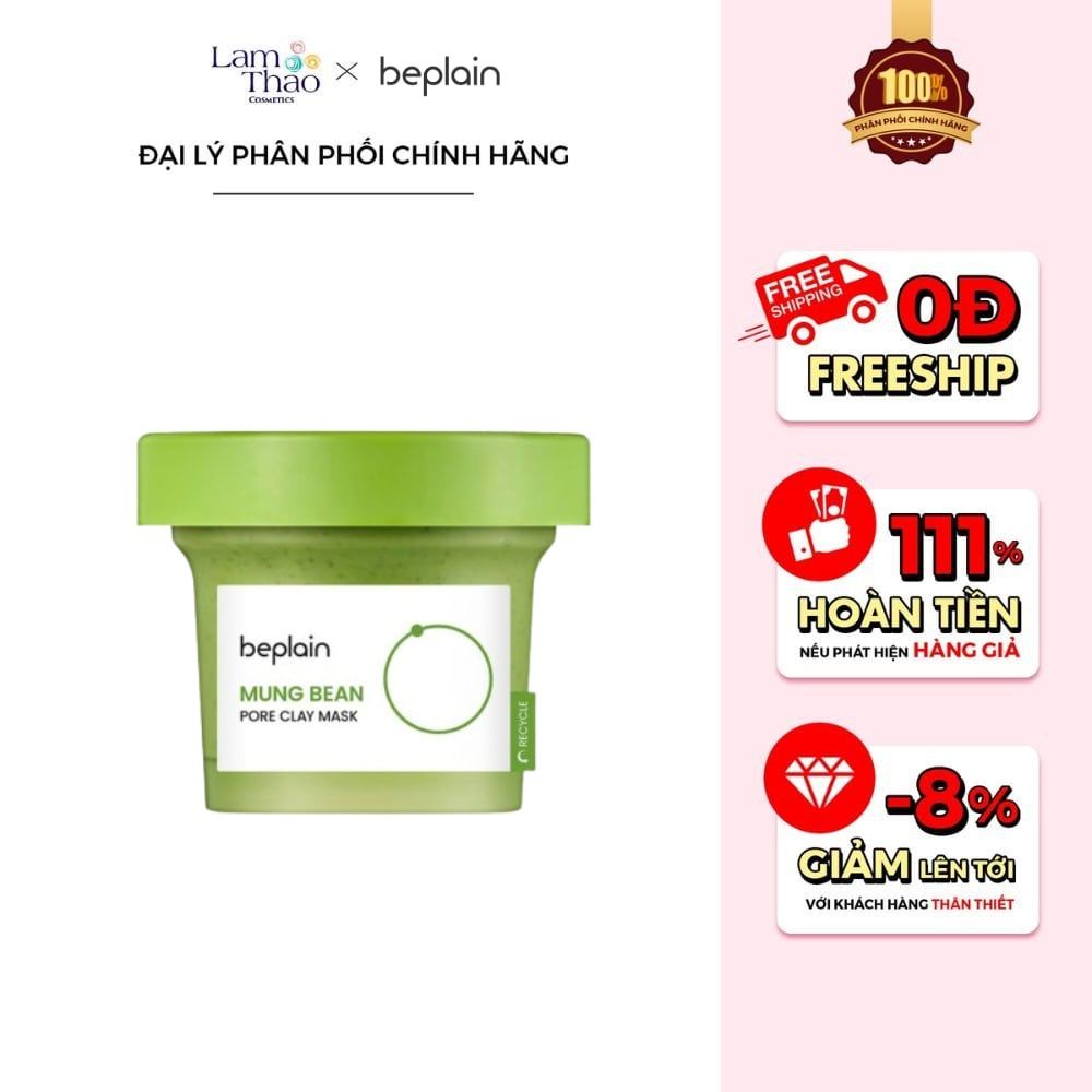 Mặt Nạ Đất Sét Hỗ Trợ Thải Độc Da Beplain Mung Bean Pore Clay