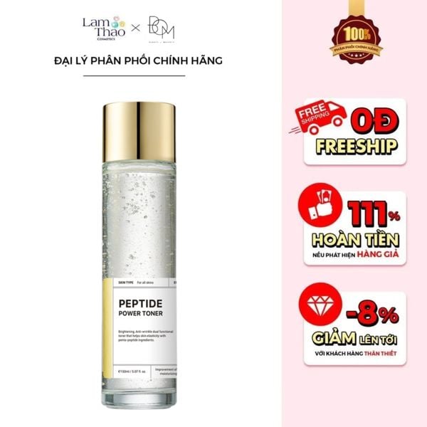 Nước Cân Bằng Làm Sáng Làm Mờ Nếp Nhăn BOM Peptide Power Toner