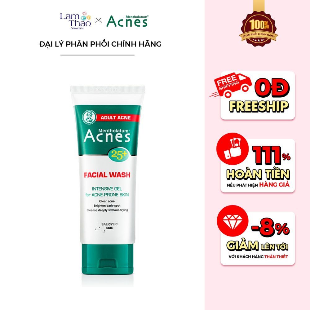 Gel Rửa Mặt Hỗ Trợ Ngăn Ngừa Mụn Ở Tuổi Trưởng Thành Cho Da Dầu Acnes 25+ Facial Wash