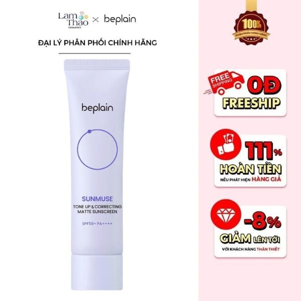 Kem Chống Nắng Nâng Tone & Hiệu Chỉnh Da Beplain Sunmuse Tone Up & Correcting Matte Sunscreen SPF50+ PA++++