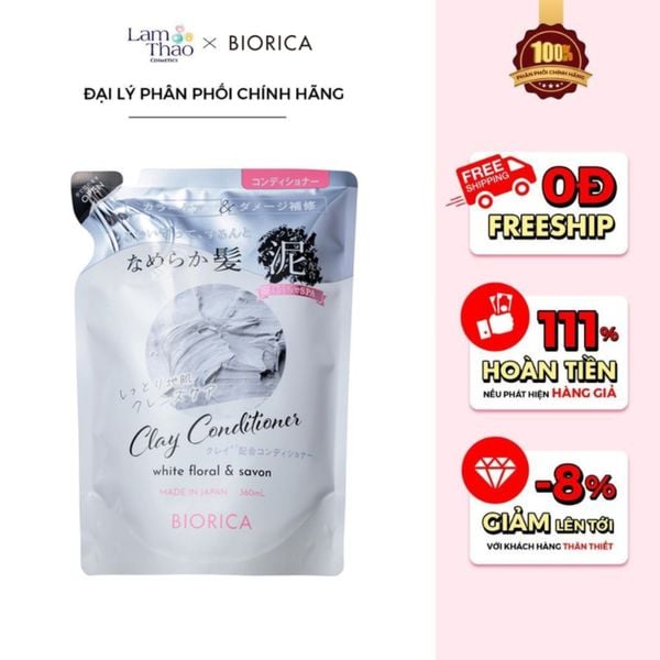 [TẶNG BÌNH CHIẾT BIORICA] Dầu Xả Phục Hồi, Giảm Gãy Rụng Tóc Biorica Clay Conditioner White Floral & Savon