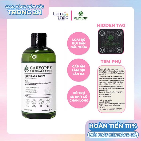 Nước Hoa Hồng Hỗ Trợ Giảm Mụn Caryophy Portulaca Toner