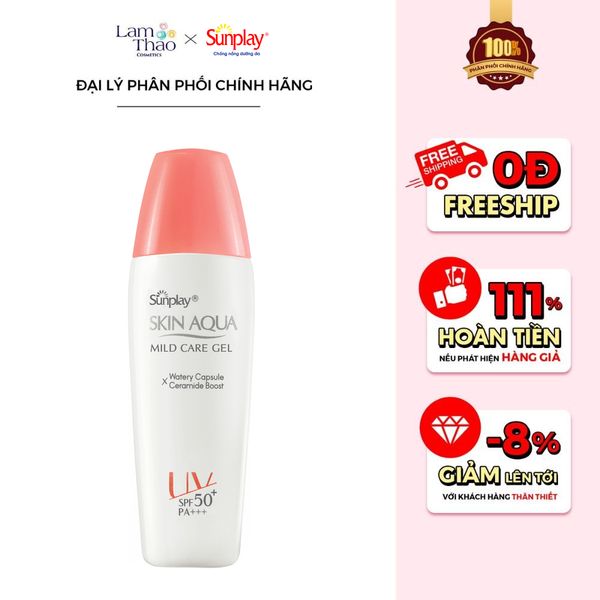 [HĐ SUNPLAY 199K TẶNG 1 BTT BEFOU 234M + TÚI CANVAS] Gel Chống Nắng Cho Da Nhạy Cảm Sunplay Skin Aqua Mild Care Gel SPF50+ PA+++