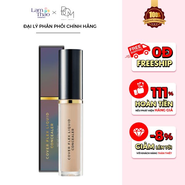 [TẶNG SON THỎI BOM MÀU 808 VER2 HOÁ ĐƠN BOM 399K] Kem Che Khuyết Điểm BOM Cover Flex Liquid Concealer