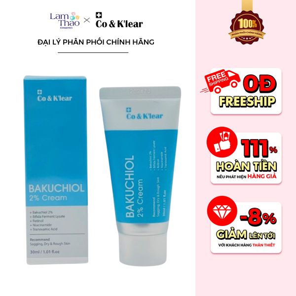 Kem Dưỡng Hỗ Trợ Trẻ Hoá Da Giảm Nếp Nhăn Co&K'lear Bakuchiol 2% Cream