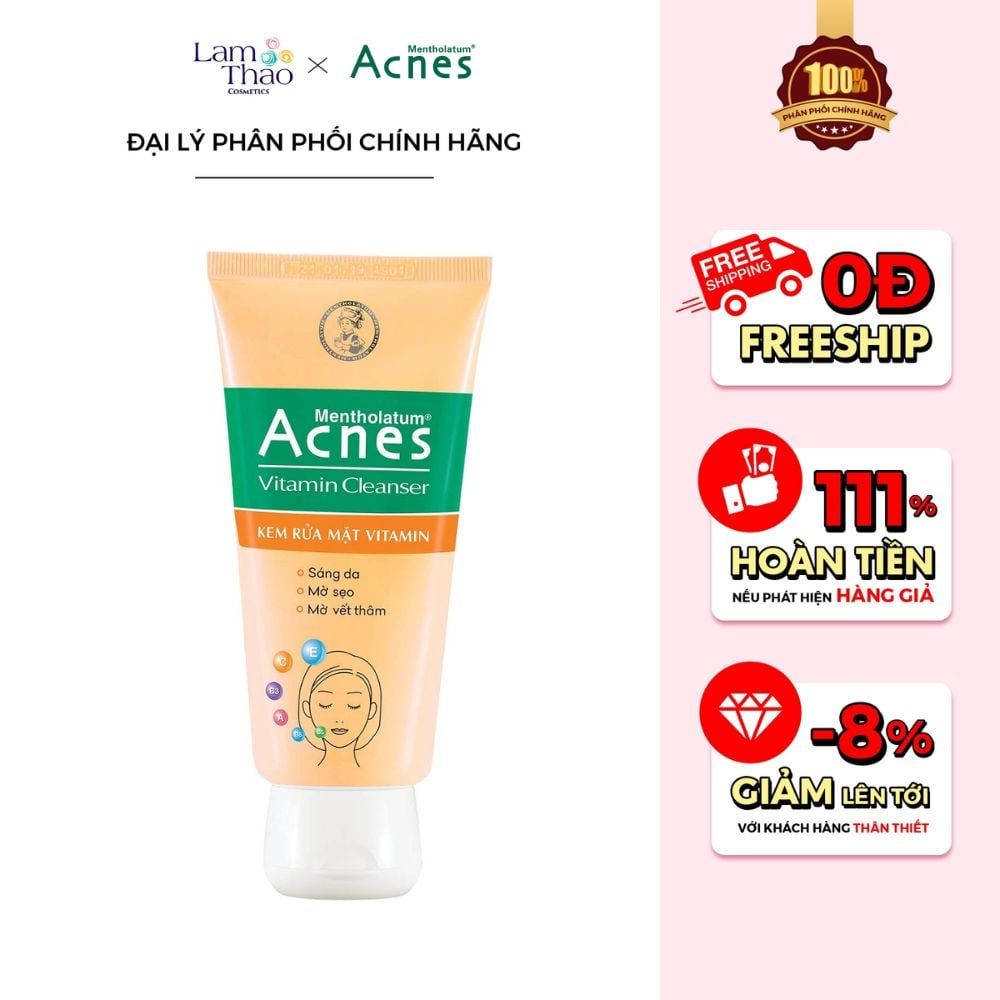 Kem Rửa Mặt Hỗ Trợ Làm Sáng Da Mờ Sẹo Thâm Acnes Vitamin Cleanser