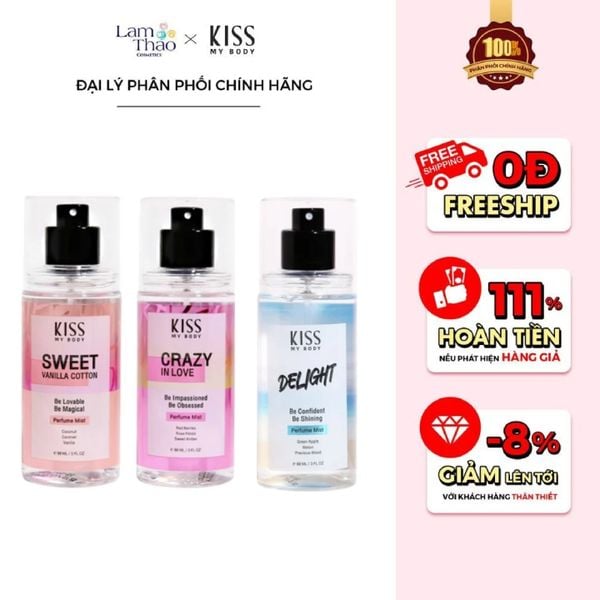 [HĐ 288K KISS MY BODY TẶNG 1 TÚI TOTE] Xịt Thơm Toàn Thân Hương Nước Hoa Kiss My Body Perfume Mist
