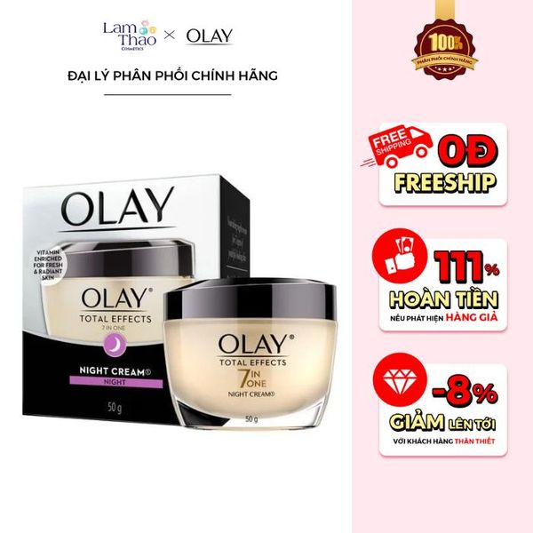 Kem Dưỡng Hỗ Trợ Ngừa Lão Hóa Da Ban Đêm Olay Total Effects 7 in One Night Cream