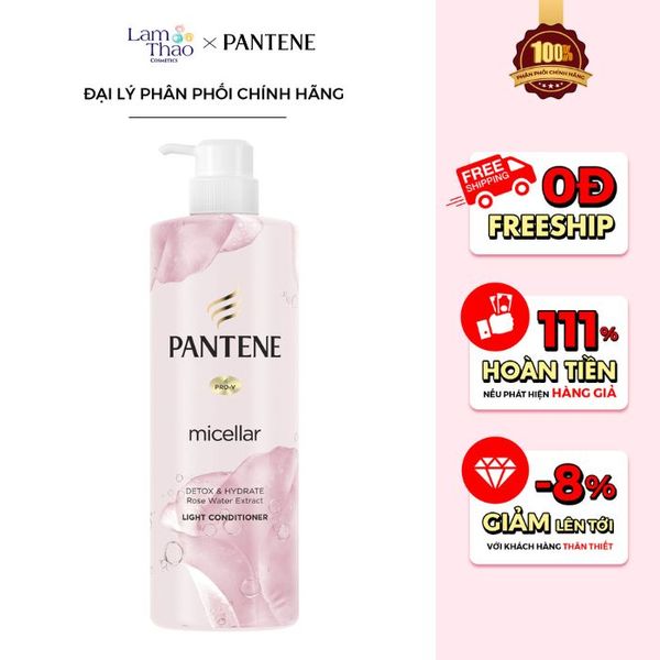 Dầu Xả Pantene Từ Hoa Hồng Thanh Lọc & Dưỡng Ẩm Pro-V Micellar Detox & Hydrate Rose Water Extract Light Conditioner