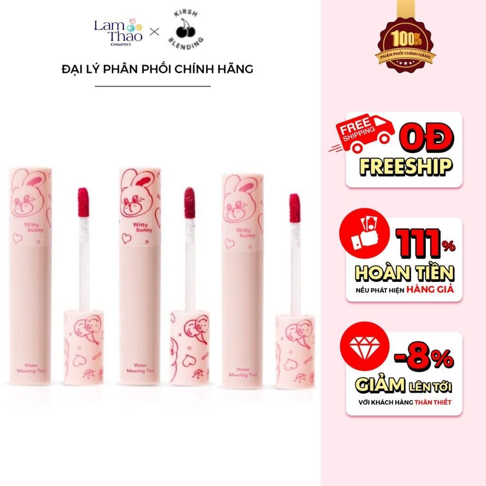 [TẶNG GẤU THỎ BÔNG KHI MUA 2 SON KIRSH WITTY] Son Tint Lì Kirsh Blending Witty Bunny Water Mewling Tint ( Mẫu Mới )