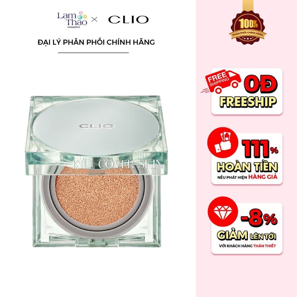 Phấn Nước Che Phủ Kiềm Dầu Cho Da Dầu Clio Kill Cover Skin Fixer Cushion SPF50+ PA+++ ( Mẫu Mới ) Kèm Lõi Refill