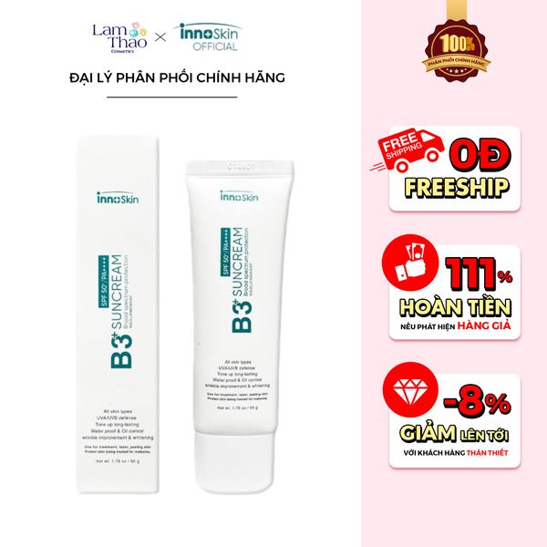 [TẶNG 3 MẶT NẠ JLUNA] Kem Chống Nắng Phổ Rộng Innoskin B3+ Suncream SPF50+ PA++++