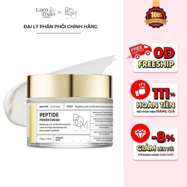 Kem Dưỡng Ẩm Làm Sáng Mờ Nếp Nhăn BOM Peptide Power Cream