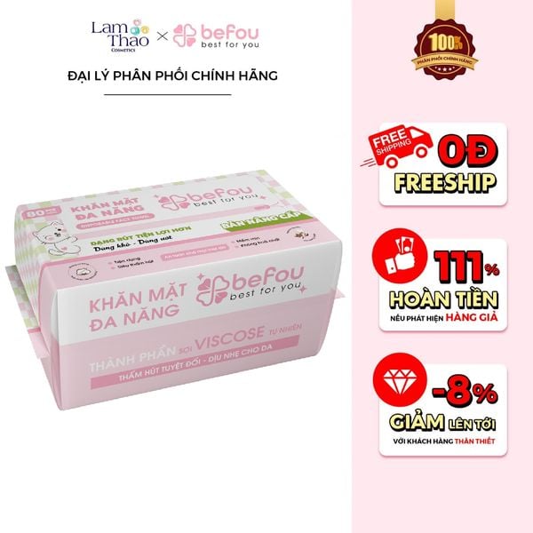 [DEAL 09/4 - 02/5 COMBO 2 BỊCH GIÁ SỐC] Khăn Mặt Khô Dạng Gói Rút 80 Tờ Befou Best For You Disposable Face Towel (Mẫu Mới)