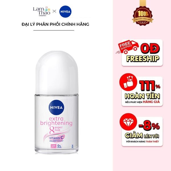Lăn Khử Mùi Dưỡng Sáng Nivea Brightening & Smooth 8 Super Food Vitamin C