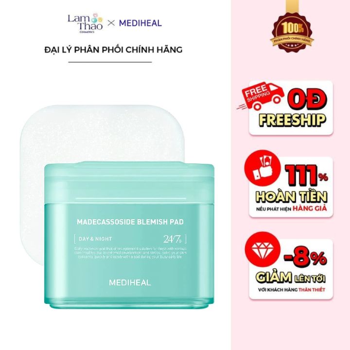 Toner Pad Hỗ Trợ Làm Dịu, Phục Hồi Làn Da Mụn Mediheal Madecassoside Blemish Pad