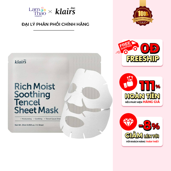 Mặt Nạ Dưỡng Ẩm Làm Dịu Da Klairs Rich Moist Soothing Tencel Sheet Mask