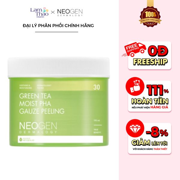 Bông Tẩy Da Chết Làm Sạch Da Ngăn Ngừa Mụn Neogen Green Tea Moist PHA Gauze Peeling