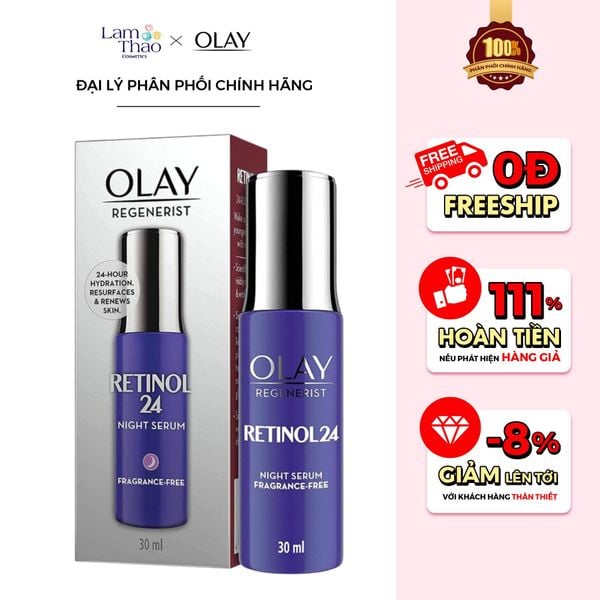 Tinh Chất Dưỡng Ban Đêm Hỗ Trợ Tái Tạo Da Retinol 24 Olay Regenerist Retinol 24 Night Serum Fragrance-Free Serum