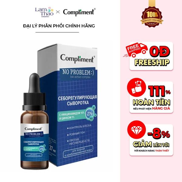 Tinh Chất Hỗ Trợ Kiềm Dầu Và Hỗ Trợ Làm Giảm Mụn, Mờ Thâm Compliment No Problem Niacinamide & Zin C