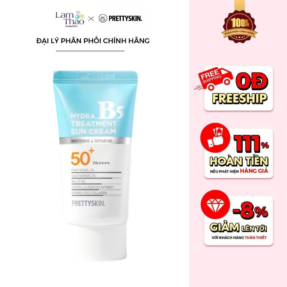 [KHI MUA SP PRETTY SKIN FULLSIZE TẶNG 1 TÚI TOTE PRETTY SKIN] [HĐ 699K PRETTY SKIN TẶNG KEM DƯỠNG RETINOL] Kem Chống Nắng Phục Hồi Da Pretty Skin Hydra B5 Treatment Sun Cream