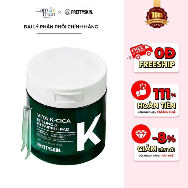 Toner Pad Phục Hồi Làm Dịu Pretty Skin Vita K-Cica Peeling & Repairing Pad
