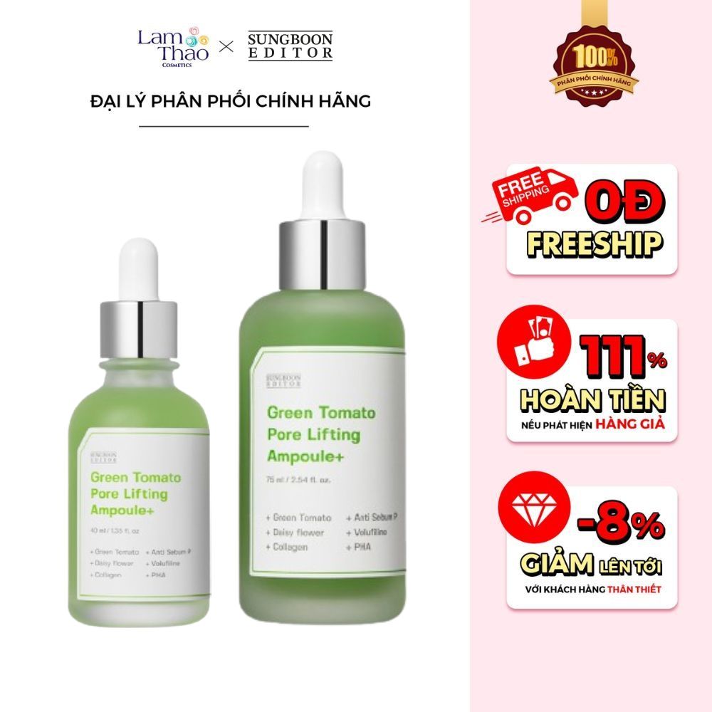 Tinh Chất Cà Chua Xanh Hỗ Trợ Thu Nhỏ Lỗ Chân Lông Sungboon Editor Green Tomato Pore Lifting Ampoule+