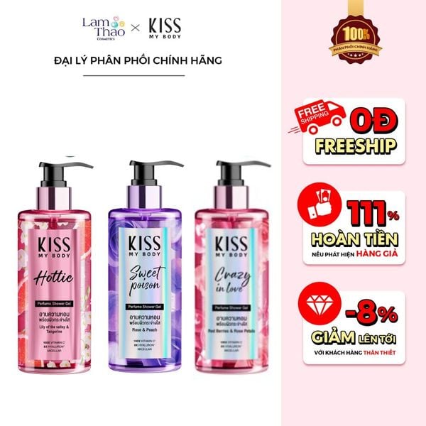 [HĐ 288K KISS MY BODY TẶNG 1 TÚI TOTE] Sữa Tắm Toàn Thân Hương Nước Hoa Kiss My Body Perfume Shower Gel