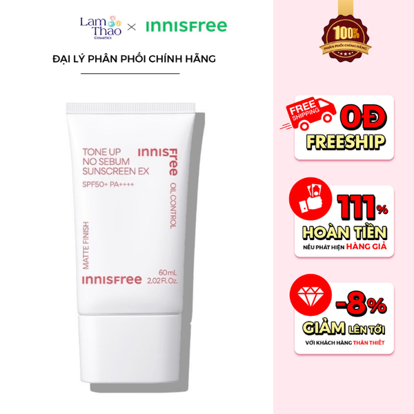 Kem Chống Nắng Nâng Tone Da Và Kiềm Dầu Innisfree Tone Up No Sebum Sunscreen Ex SPF50+ PA++++