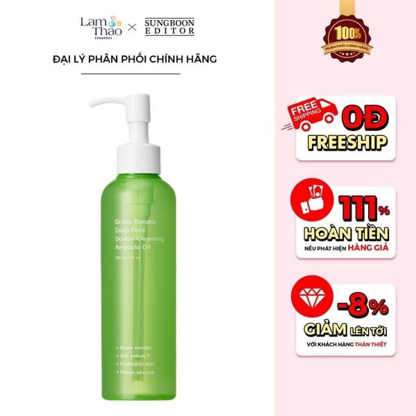 Dầu Tẩy Trang Chiết Xuất Cà Chua Xanh Sungboon Editor Green Tomato Deep Pore Double Cleansing Ampoule Oil