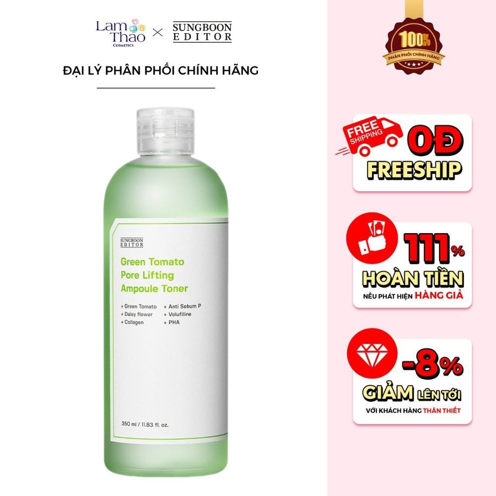 Nước Hoa Hồng Chiết Xuất Cà Chua Xanh Hỗ Trợ Thu Nhỏ Lỗ Chân Lông Sungboon Editor Green Tomato Pore Lifting Ampoule Toner