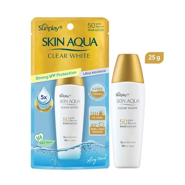 Chống Nắng Dạng Sữa Dưỡng Da Trắng Mịn Sunplay Skin Aqua Clear White SPF 50+ PA++++
