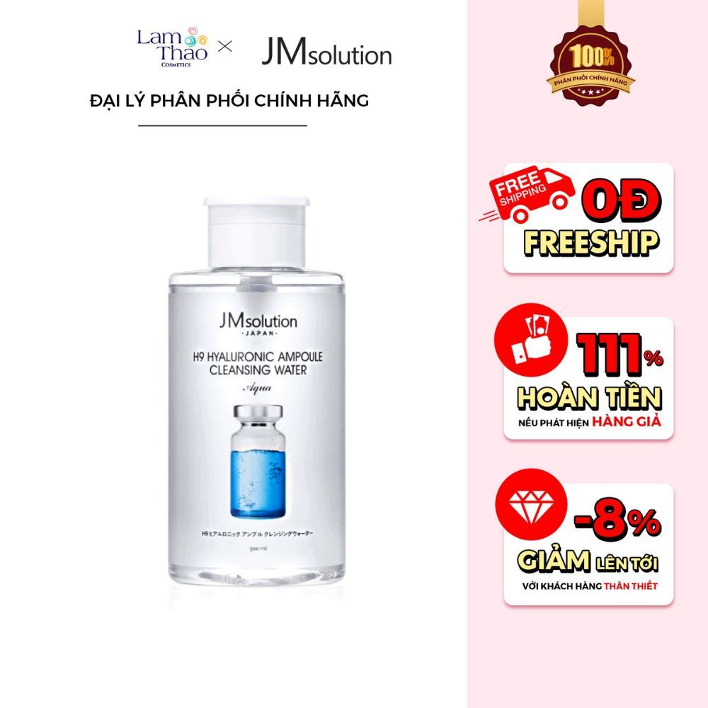 [TẶNG 1 MASK FOODA THƯỜNG]  Nước Tẩy Trang JM Solution H9 Hyaluronic Ampoule Cleansing Water