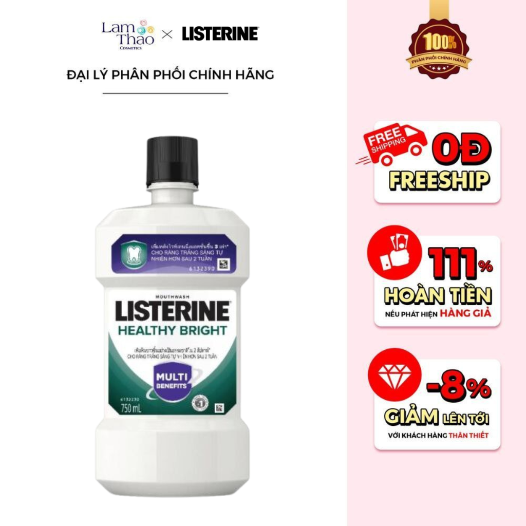 Nước Súc Miệng Giúp Răng Trắng Sáng Listerine Healthy Bright