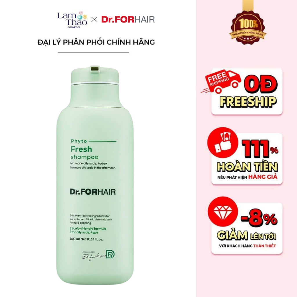 Dầu Gội Dành Cho Da Dầu Nhờn,  Bết Dính Mùi Hôi Chiết Xuất Từ Thực Vật Dr ForHair Phyto Fresh Shampoo