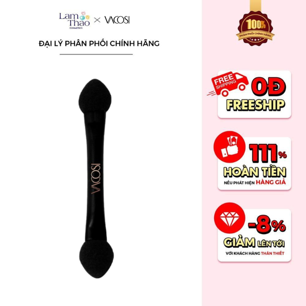 Set 10 Cọ Mắt Mousse 2 Đầu Cán Đen Vacosi Dual Eyeshadow CM13-Y24