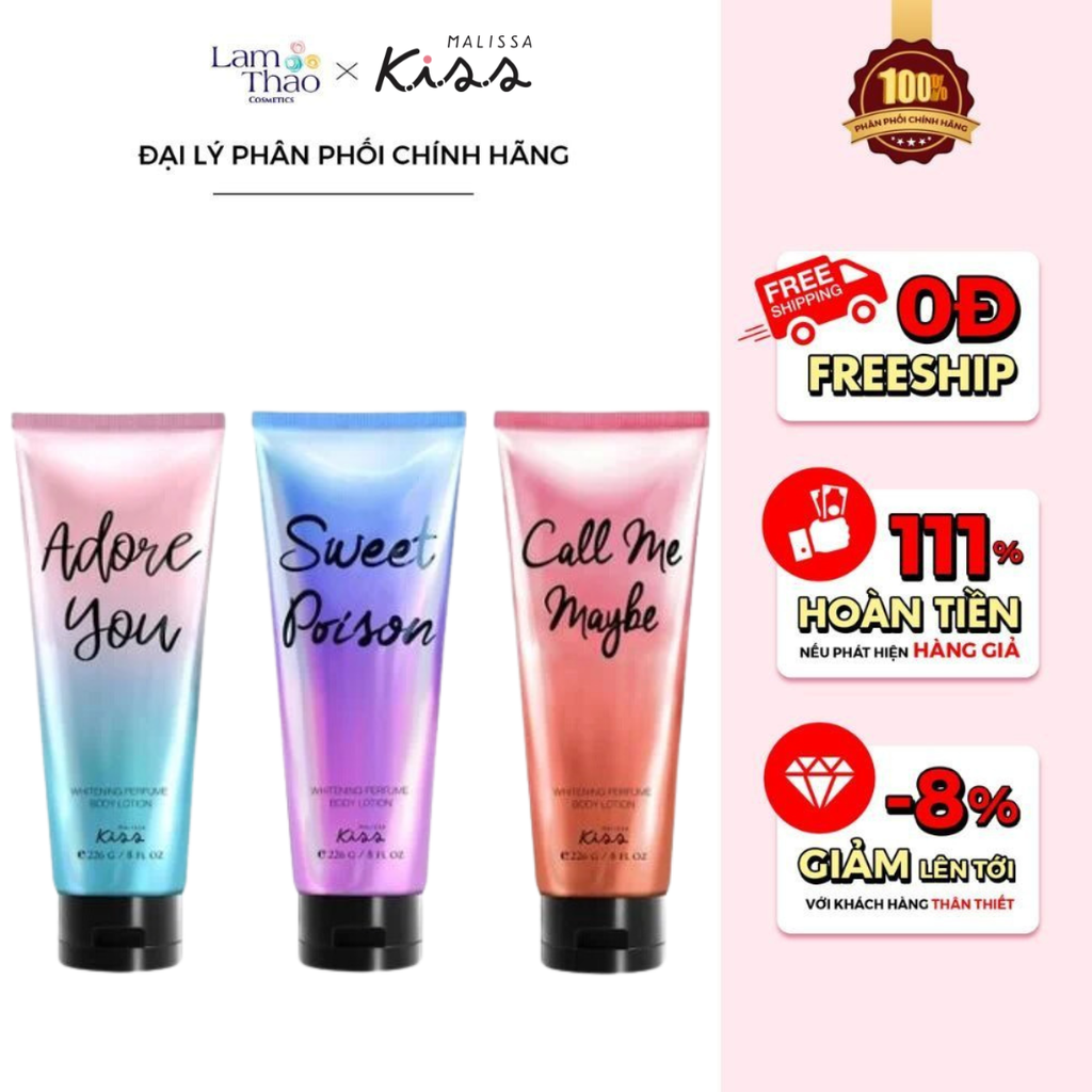 Sữa Dưỡng Thể Malissa Kiss Summer Holidays Whitening Perfume Body Lotion