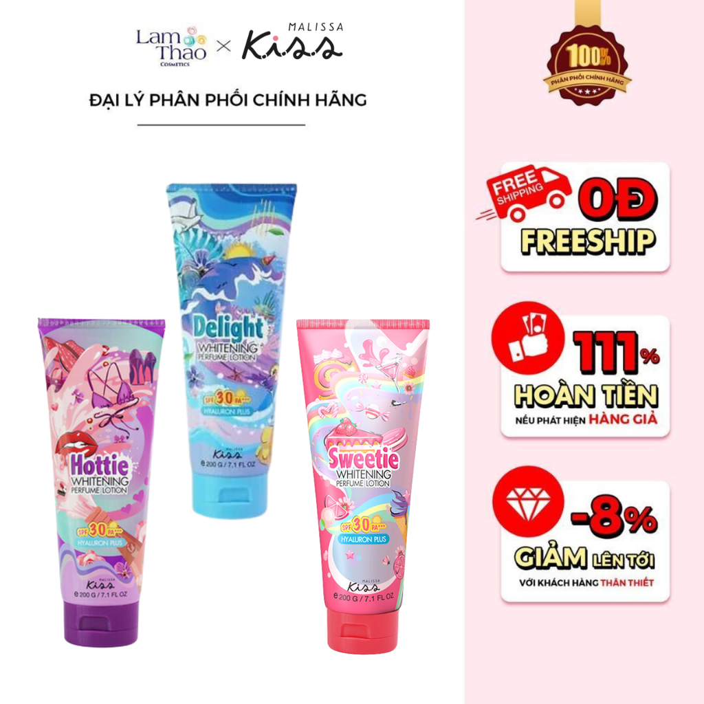 Dưỡng Thể Hương Nước Hoa Malissa Kiss Whitening Perfect Lotion SPF 30 PA+++