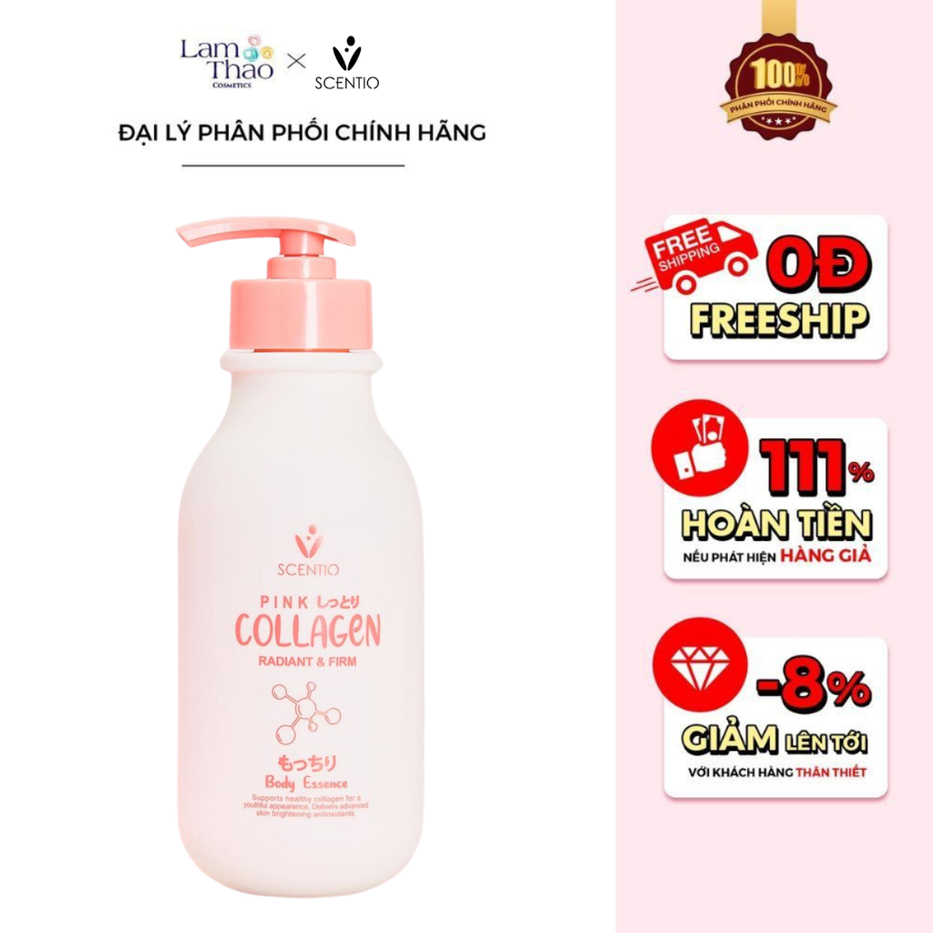 Sữa Dưỡng Thể Làm Trắng, Săn Chắc Da Beauty Buffet Scentio Pink Collagen Radiant & Firm Body Essence