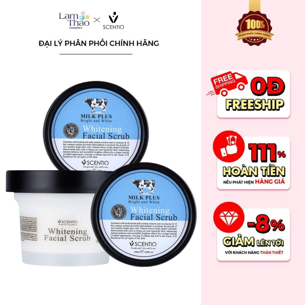 Tẩy Tế Bào Chết Da Mặt Dưỡng Trắng Beauty Buffet Scentio Milk Plus Whitening Facial Scrub