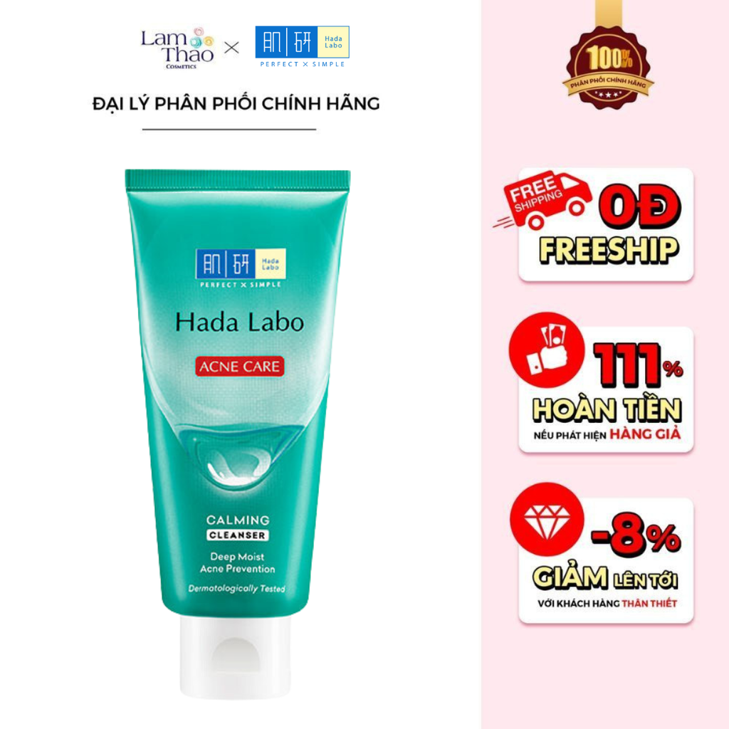 Kem Rửa Mặt Hada Labo Cho Da Mụn Và Nhạy Cảm Acne Care Calming Cleanser 80g