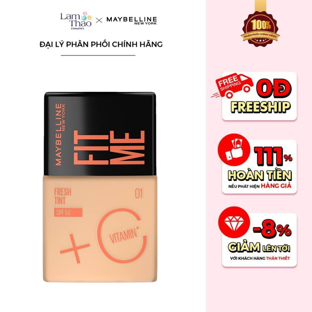 Kem Nền Tươi Mướt, Chống Nắng Bảo Vệ Da Maybelline New York Fit Me Fresh Tint SPF50 PA+++