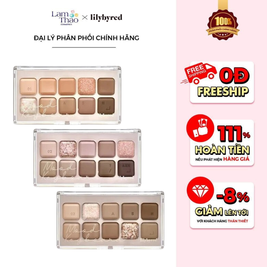 Bảng Phấn Mắt 10 Ô Lilybyred Mood Keyboard Eyeshadow