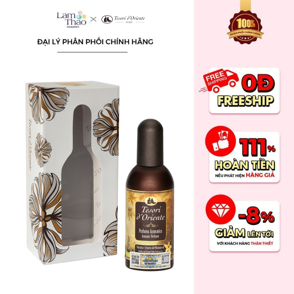 Nước Hoa Hương Tinh Dầu Mắc Ca Tesori d'Oriente Vaniglia & Zenzero Pefume