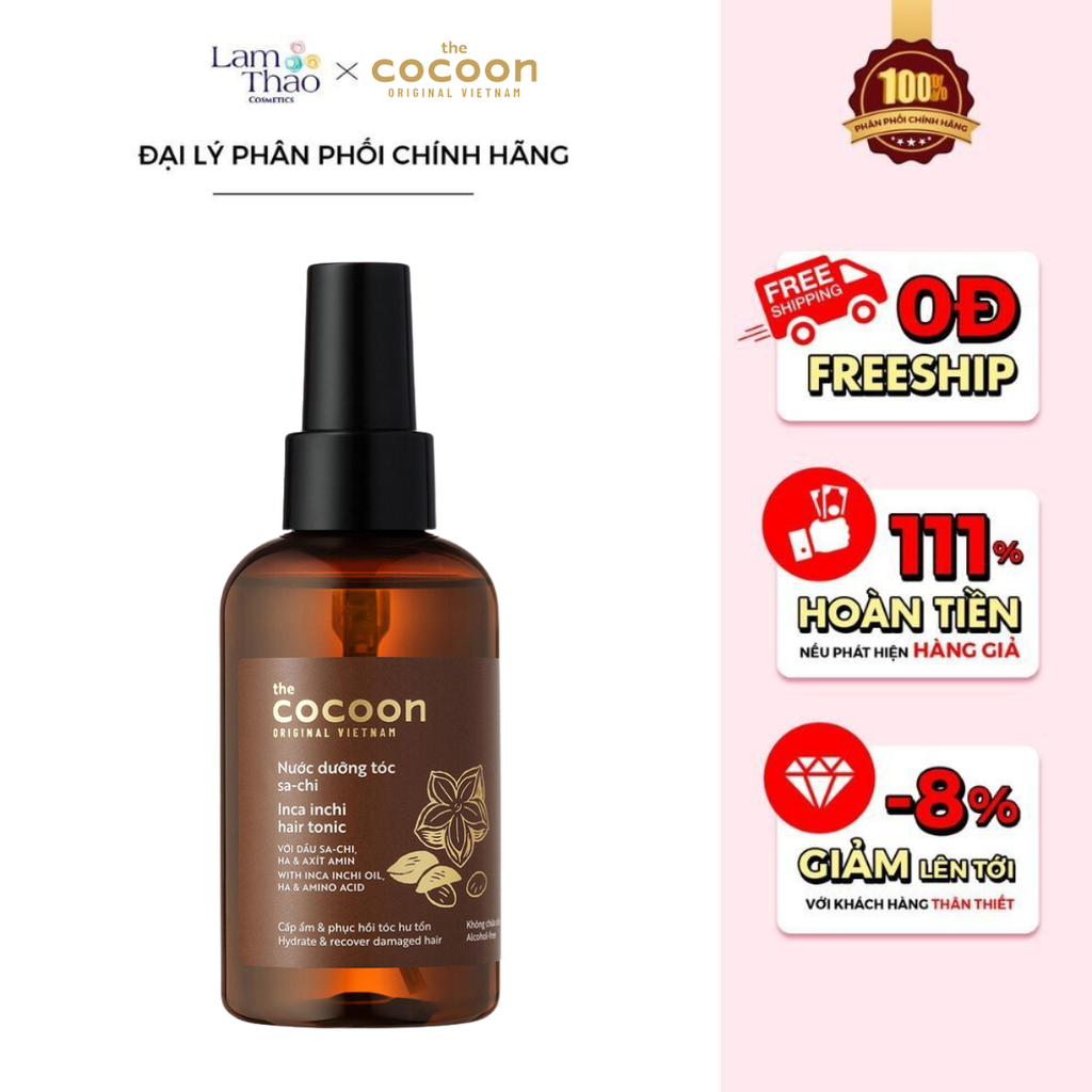 [HĐ COCOON TỪ 299K TẶNG 1 SON DƯỠNG COCOON] [HĐ COCOON TỪ 399K TẶNG 1 SỮA CHỐNG NẮNG COCOON 5ML]  Nước Dưỡng Tóc Sa-Chi Cocoon Inca Inchi Hair Tonic